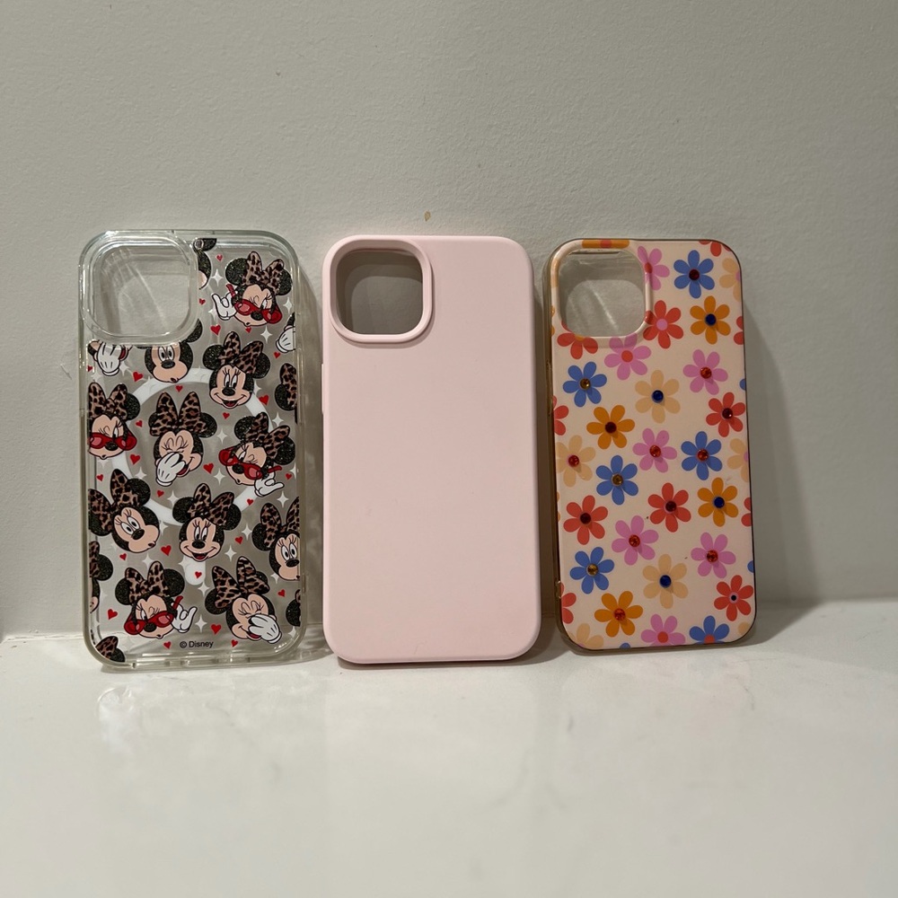 4 phone cases - Disney Minnie Mouse, Floral, pink & Aristocats - iPhone 13